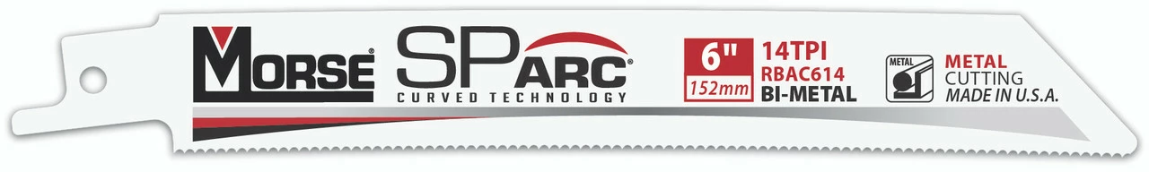 MK Morse RBAC610T05 - Recip Saw Blade (BiMetal) "SPArc" 6" x 0.035" 10TPI 5/Pack 3 MK Morse RBAC610T05 - Recip Saw Blade (BiMetal) "SPArc" 6" x 0.035" 10TPI 5/Pack