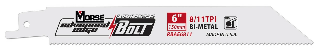 MK Morse RBAE6501521T50 - Recip Saw Blade (BiMetal) "Advanced Edge Bolt" 6" x 0.050" 15/21TPI 50/Pack 3 MK Morse RBAE6501521T50 - Recip Saw Blade (BiMetal) "Advanced Edge Bolt" 6" x 0.050" 15/21TPI 50/Pack
