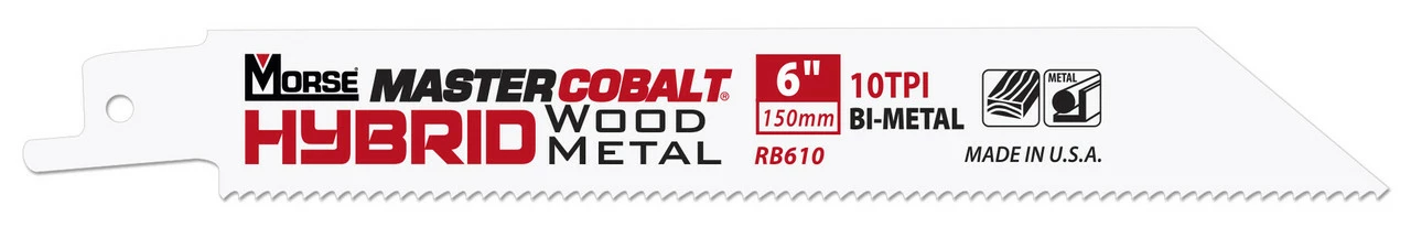 MK Morse RB1010T50 - Recip Saw Blade (BiMetal) "Master Cobalt Hybrid" 10" x 0.035" 10TPI 50/Pack 3 MK Morse RB1010T50 - Recip Saw Blade (BiMetal) "Master Cobalt Hybrid" 10" x 0.035" 10TPI 50/Pack