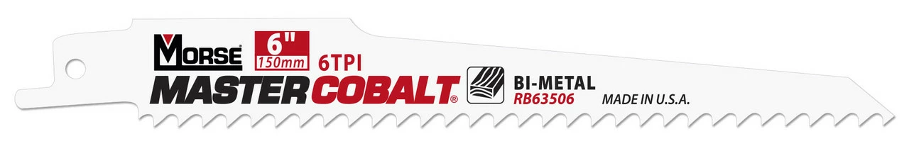 MK Morse RB65006T05 - Recip Saw Blade (BiMetal) "Master Cobalt Wood" 6" x 0.050" 6TPI 5/Pack 3 MK Morse RB65006T05 - Recip Saw Blade (BiMetal) "Master Cobalt Wood" 6" x 0.050" 6TPI 5/Pack