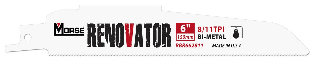 MK Morse RBR962811T03 - Recip Saw Blade (BiMetal) "Renovator" 9" x 0.062" 8/11TPI 3/Pack 3 MK Morse RBR962811T03 - Recip Saw Blade (BiMetal) "Renovator" 9" x 0.062" 8/11TPI 3/Pack