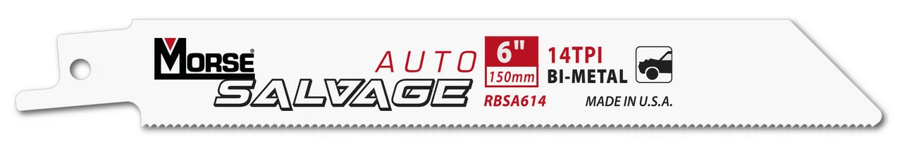 MK Morse RBSA121014T50 - Recip Saw Blade (BiMetal) "Auto Salvage" 12" x 0.035" 10/14TPI 50/Pack 3 MK Morse RBSA121014T50 - Recip Saw Blade (BiMetal) "Auto Salvage" 12" x 0.035" 10/14TPI 50/Pack